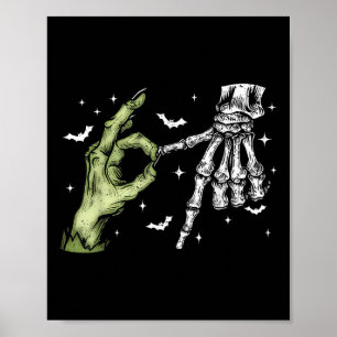 Poster 67 Meme Esqueleto Mão de Zumbi 6 7 Halloween Seis