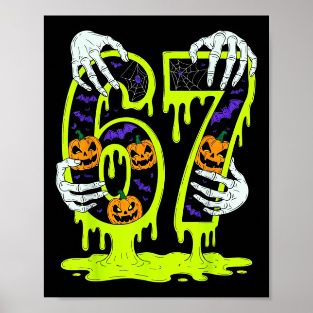 Poster 67 Meme Esqueleto Tendência Halloween Divertido Se (Frente)