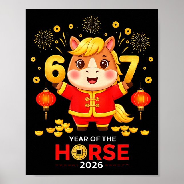 Poster 67 Meme Funny Chinese New Year 2026 Year Of The Ho (Frente)