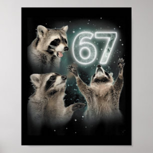 Poster 67 Meme Guaxinim Uivando Para A Lua 67 6 7 Dia Das