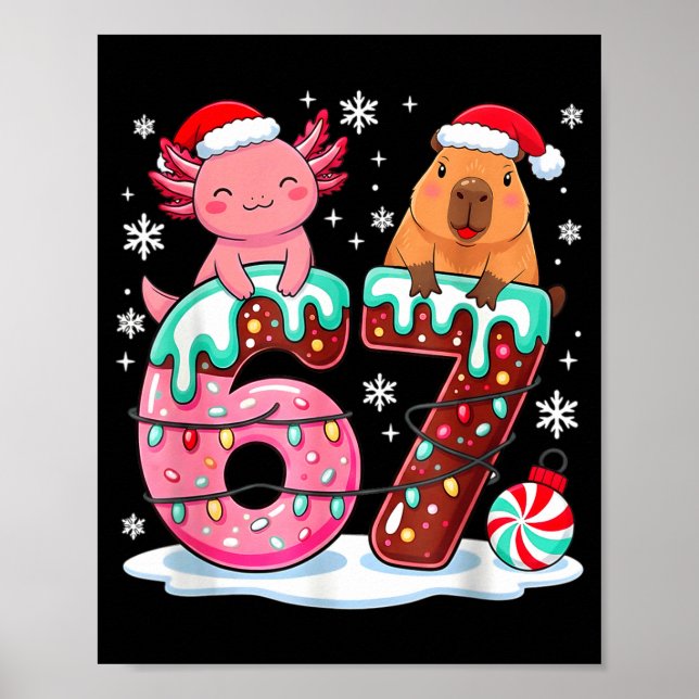 Poster 67 Meme Kawaii Axolotl Capybara Christmas Ice Crea (Frente)