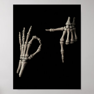 Poster 67 Meme Mão de Esqueleto 6 7 Halloween Seis Sete D