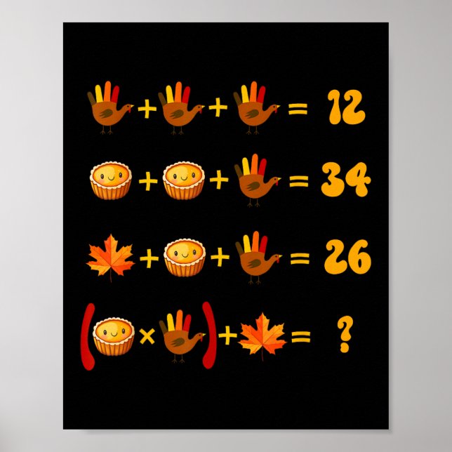 Poster 67 Meme Matemática Dia de Ação de Graças Puzzle Ló (Frente)