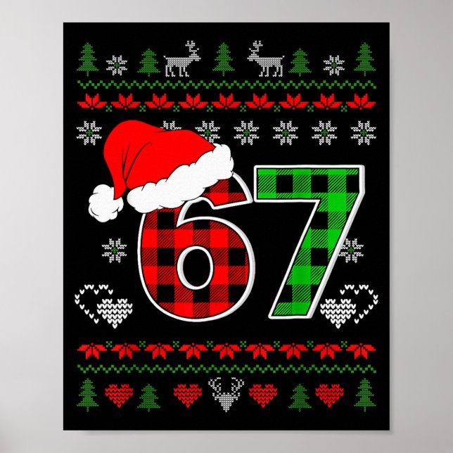 Poster 67 Meme Natal Six Seven Xmas Suéter Feio Homens  (Frente)