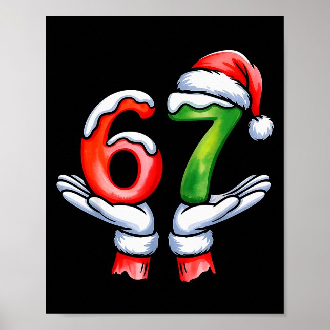 Poster 67 Meme Santa Claus Hand Funny Six Seven Christmas (Frente)