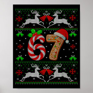 Poster 67 Meme Seis Sete Camiseta Natal Feio Divertido Na