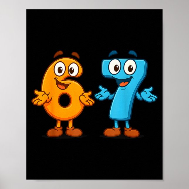 Poster 67 Meme Seis Sete Crianças Blocos De Números Profe (Frente)
