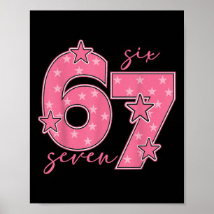 Poster 67 Meme Seis Sete Gíria Gen Alpha Fofo Rosa 6 7 Gi