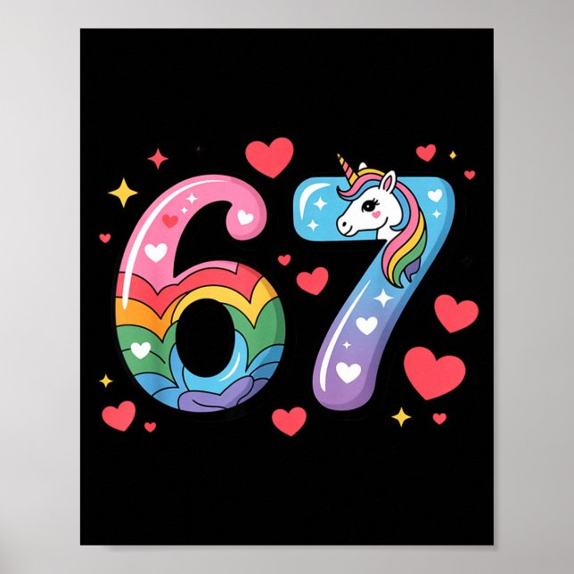 Poster 67 Meme Shirt Number Funny Six Seven 6 7  (Frente)