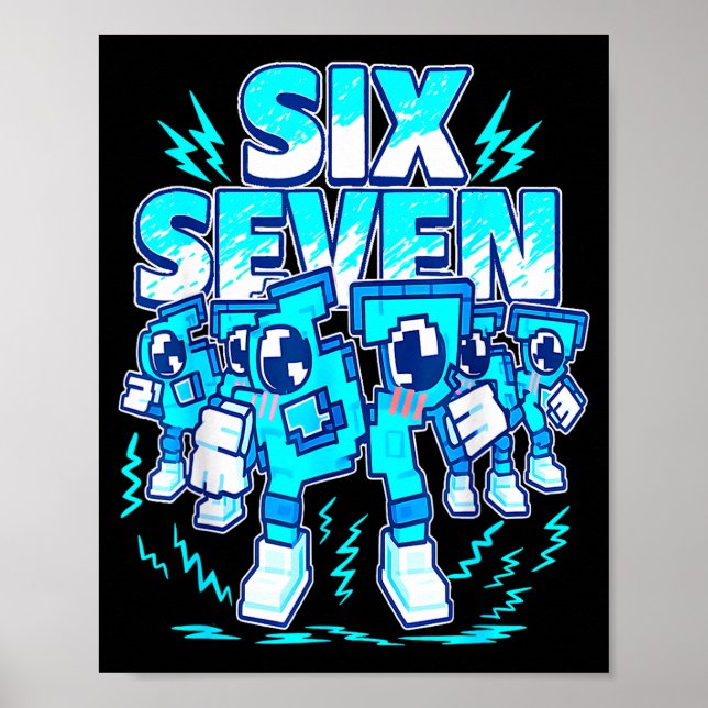 Poster 67 Meme Six Seven 6 7 Italian Brainrot Birthday Ki (Frente)