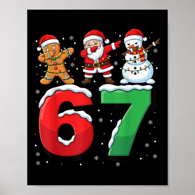 Poster 67 Meme Six Seven Dabbing Santa 6 7 Funny Christma (Frente)