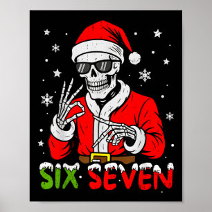Poster 67 Meme Six Seven Esqueleto Papai Noel Natal Diver