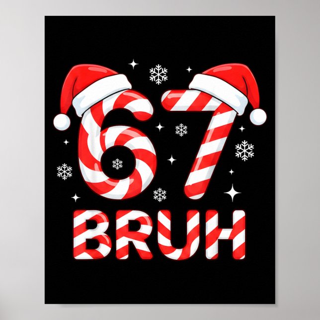 Poster 67 Meme Six Seven Memes Candy Cane Christmas Boys  (Frente)
