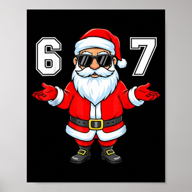 Poster 67 Meme Six Seven Number 6 7 6 7 Funny Santa Xmas  (Frente)