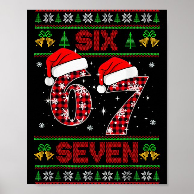 Poster 67 Meme Six Seven Suéter Feio de Natal Para Crianç (Frente)