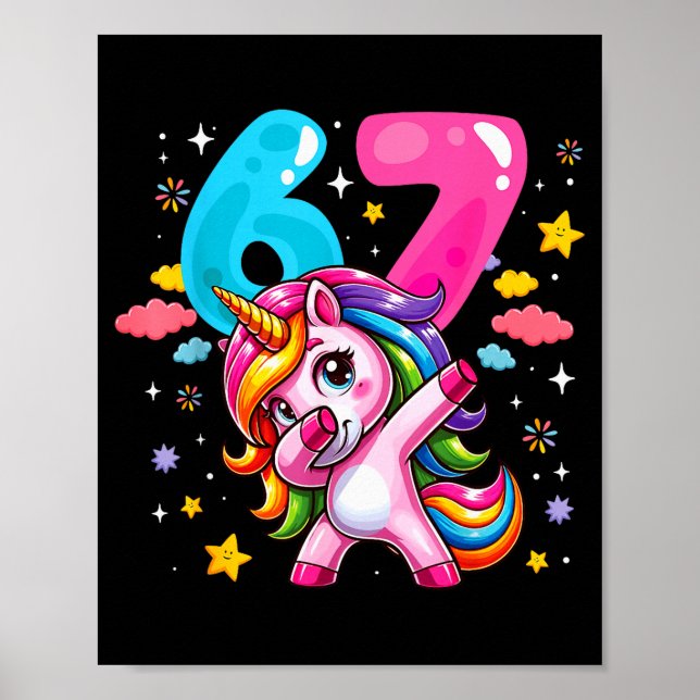 Poster 67 Meme Unicórnio Para Meninas Seis Sete Meme Brai (Frente)