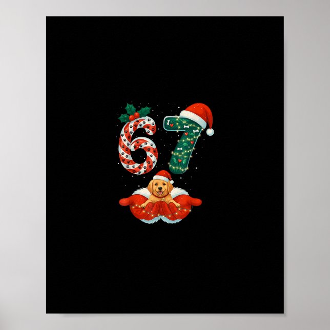 Poster 67 Natal 6 7 Meme Pijamas Feriado Amantes de Cães  (Frente)