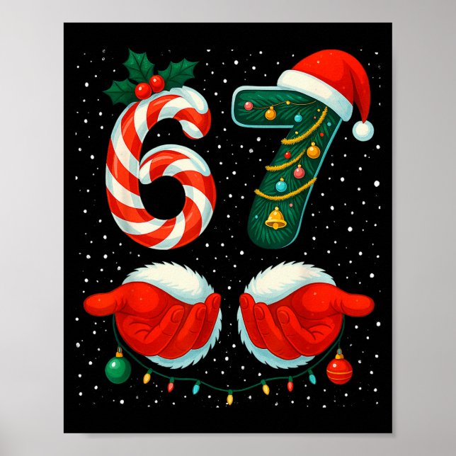 Poster 67 Natal 6 7 Meme Pijamas Feriado Geração Alpha Gí (Frente)