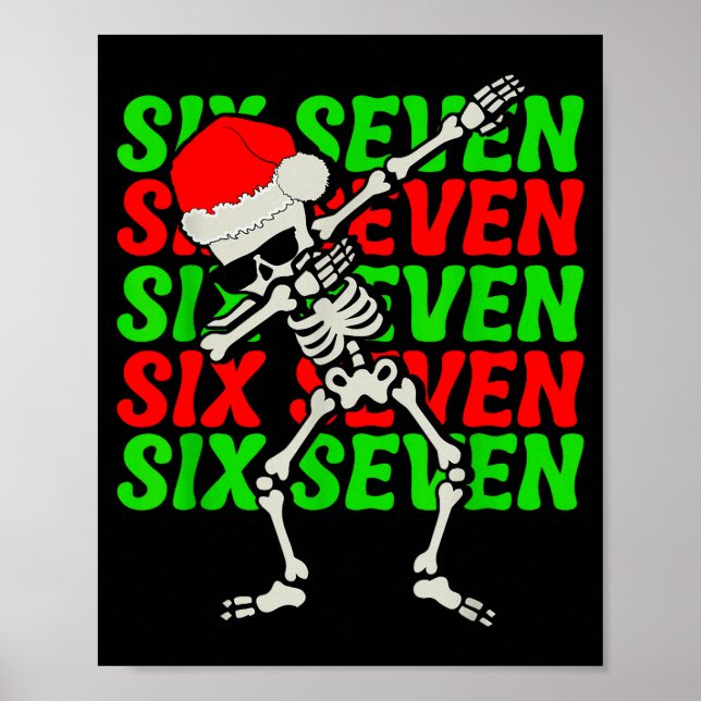 Poster 67 Natal Divertido Seis Sete Meme Brainrot Dabbing (Frente)