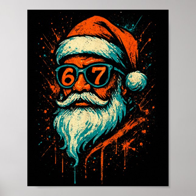 Poster 67 Natal Rosto do Papai Noel 6 7 Meme Seis Sete Ad (Frente)