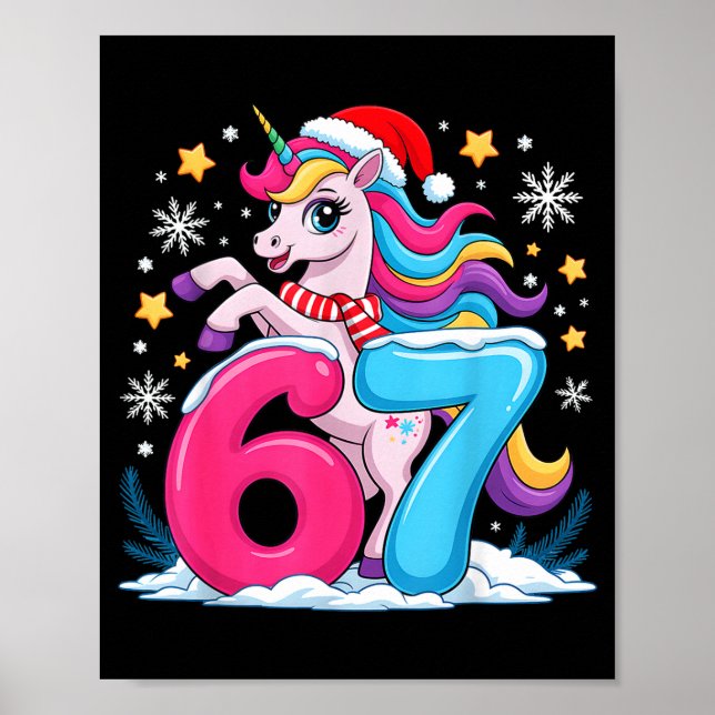 Poster 67 Natal Unicórnio Fofo Seis Sete Meme 6 7 Chris (Frente)