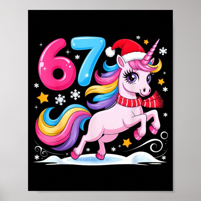 Poster 67 Natal Unicórnio Fofo Seis Sete Meme 6 7 Chris (Frente)