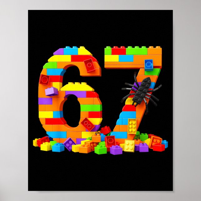 Poster 67 Number Meme Six Seven 6 7 Building Blocks Gen A (Frente)