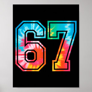 Poster 67 Número Meme Engraçado Seis Sete Tie Dye Geração