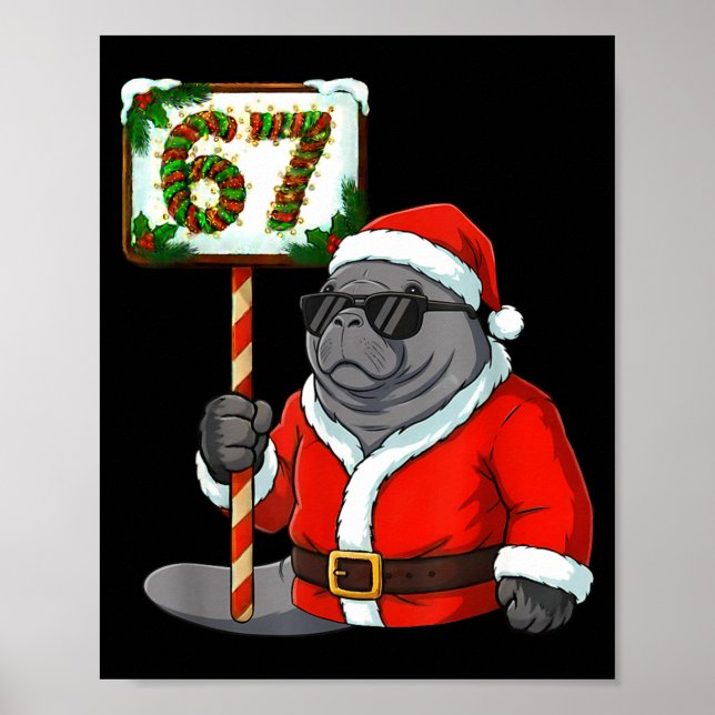 Poster 67 peixe-boi natal seis sete meme Brainrot Manat (Frente)