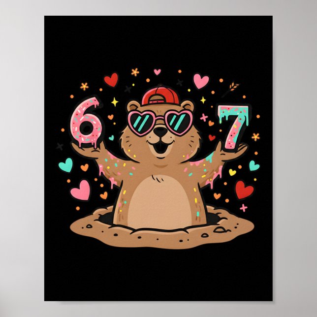 Poster 67 Piadas Seis Sete Respeite O Groundhog Woodchuck (Frente)