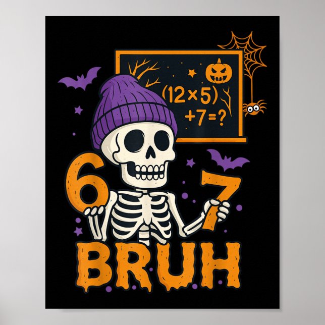 Poster 67 Professor Esqueleto de Halloween Six Seven Meme (Frente)