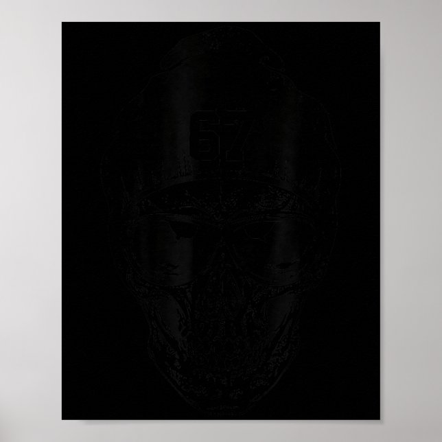 Poster 67 Seis Sete 67 Meme Engraçado Desgastado Número 6 (Frente)