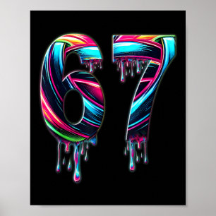 Poster 67 Seis Sete 6 7 Design de Meme Engraçado 6 7