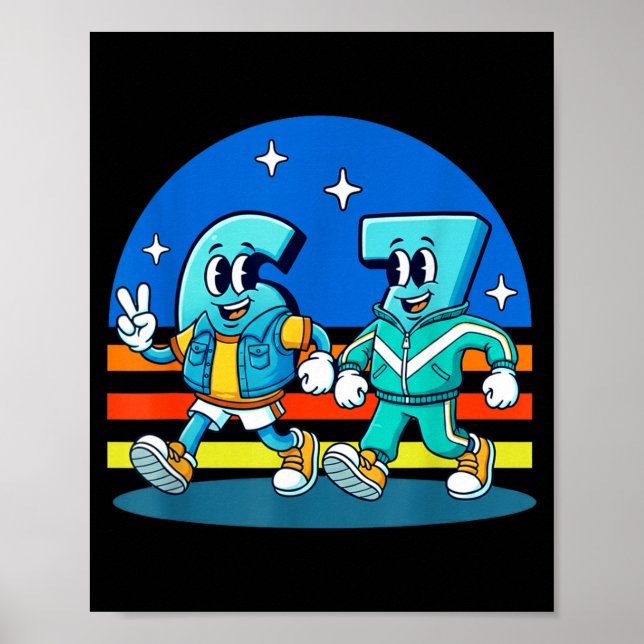 Poster 67 Seis Sete Design Divertido Meme Engraçado Crian (Frente)