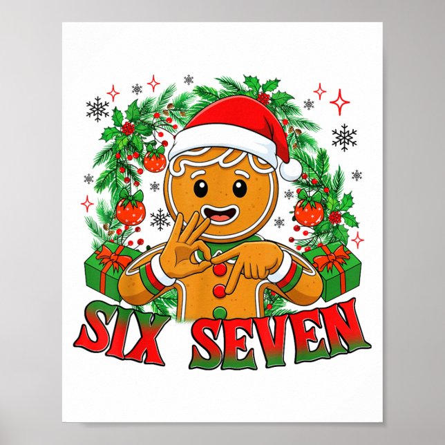Poster 67 Seis Sete Meme Natal Divertido Sinal de Mão de  (Frente)