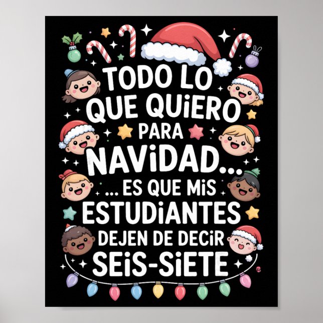 Poster 67 Seis Sete Professor de Espanhol Natal Seis Sete (Frente)