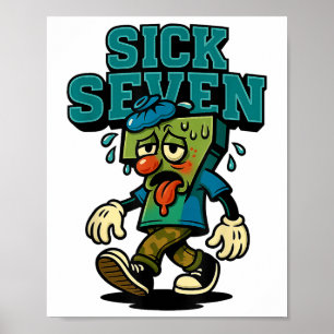 Poster 67 Sick Seven Fantasia de Halloween Divertida Jogo