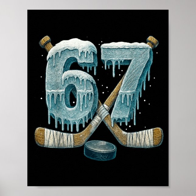 Poster 67 Six Seven Hockey Drip Number Funny 6 7 Meme  (Frente)