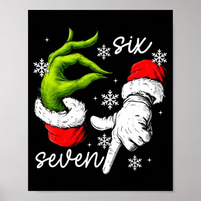 Poster 67 Six Seven Meme Santa Hand Christmas Funny Gen A (Frente)
