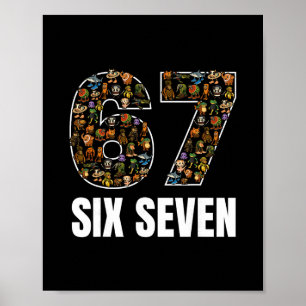 Poster 67 Six Seven Memes de Gíria Italiana Gen Alpha Bra