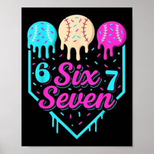 Poster 67 Sorvete Beisebol Gotejamento Placa Caseira Seis