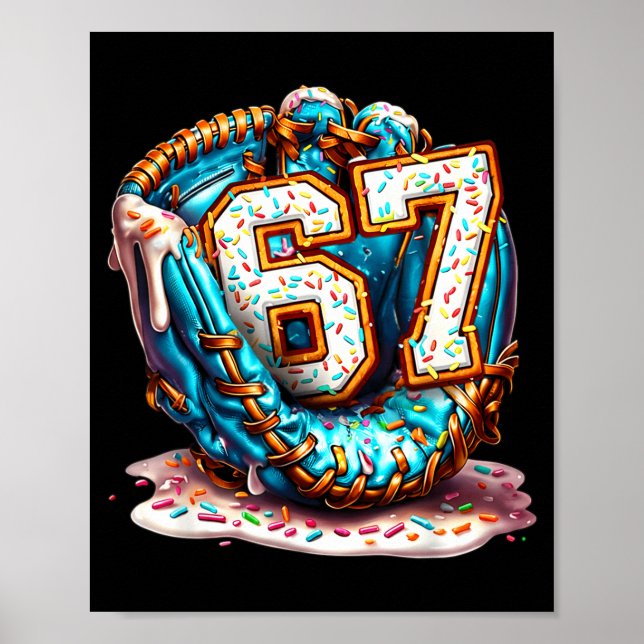 Poster 67 Sorvete Drip Engraçado Seis Sete Beisebol  (Frente)