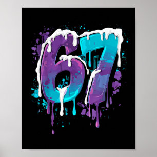 Poster 67 Sorvete Drip Meme Engraçado Six Seven Geração A