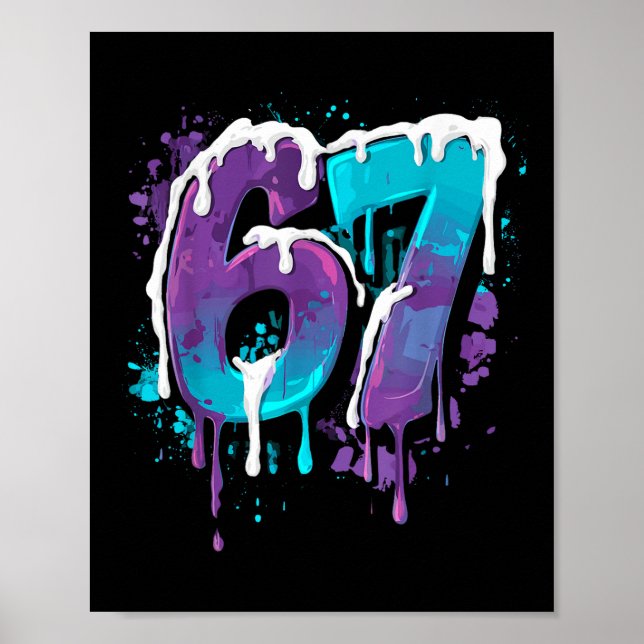Poster 67 Sorvete Drip Meme Engraçado Six Seven Geração A (Frente)