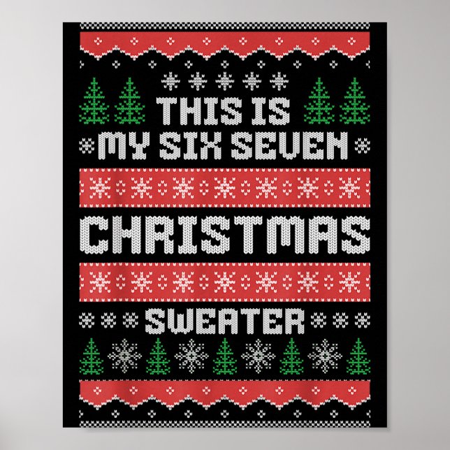 Poster 67 Ugly Christmas Sweater Six Seven Meme Xmas Whit (Frente)