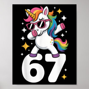 Poster 67 Unicórnio Dabbing Six Seven Meme Engraçado 