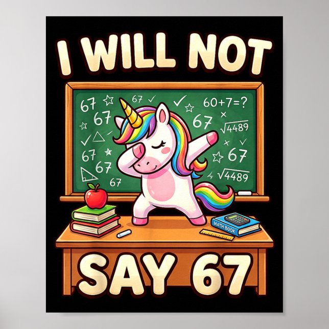 Poster 67 Unicórnio Para Meninas Seis Sete Meme Brainrot  (Frente)