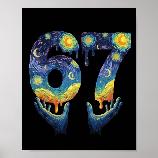 Poster 67 Van Gogh Starry Night Ice Cream Drip Funny (Frente)