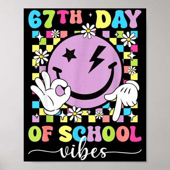 Poster 67th Day Of School Vibes Funny Six Seven 67 Meme S (Frente)