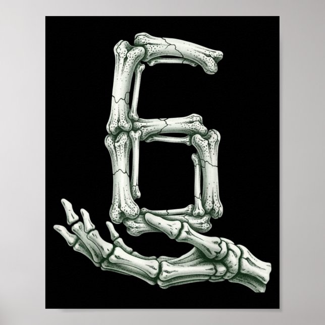 Poster 6 7 Halloween Esqueleto Divertido 67 Meme Gen Alph (Frente)